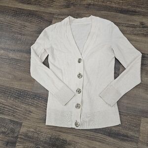 Tory Burch Wool Cream Button-Up Cardigan | Size XS